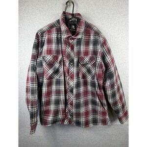 BC Clothing Shirt Mens 2XL Red Plaid Quilted Flannel Lined Snap Long Sleeve